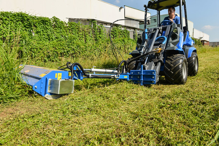 mini excavator flail mower with side shift