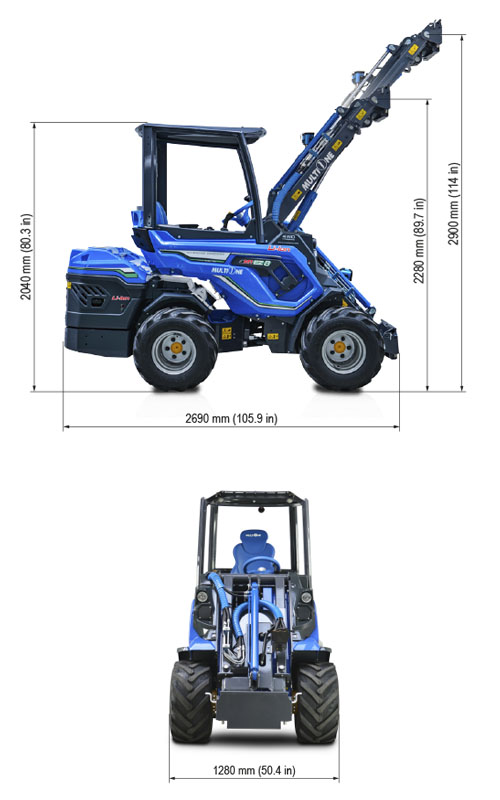 Multione EZ8 Full Electric Mini Articulated Loader Lift Height